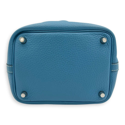 Hermès Picotin 18 Blue Jean Top Handle Bag in Clemence, Palladium hardware_4