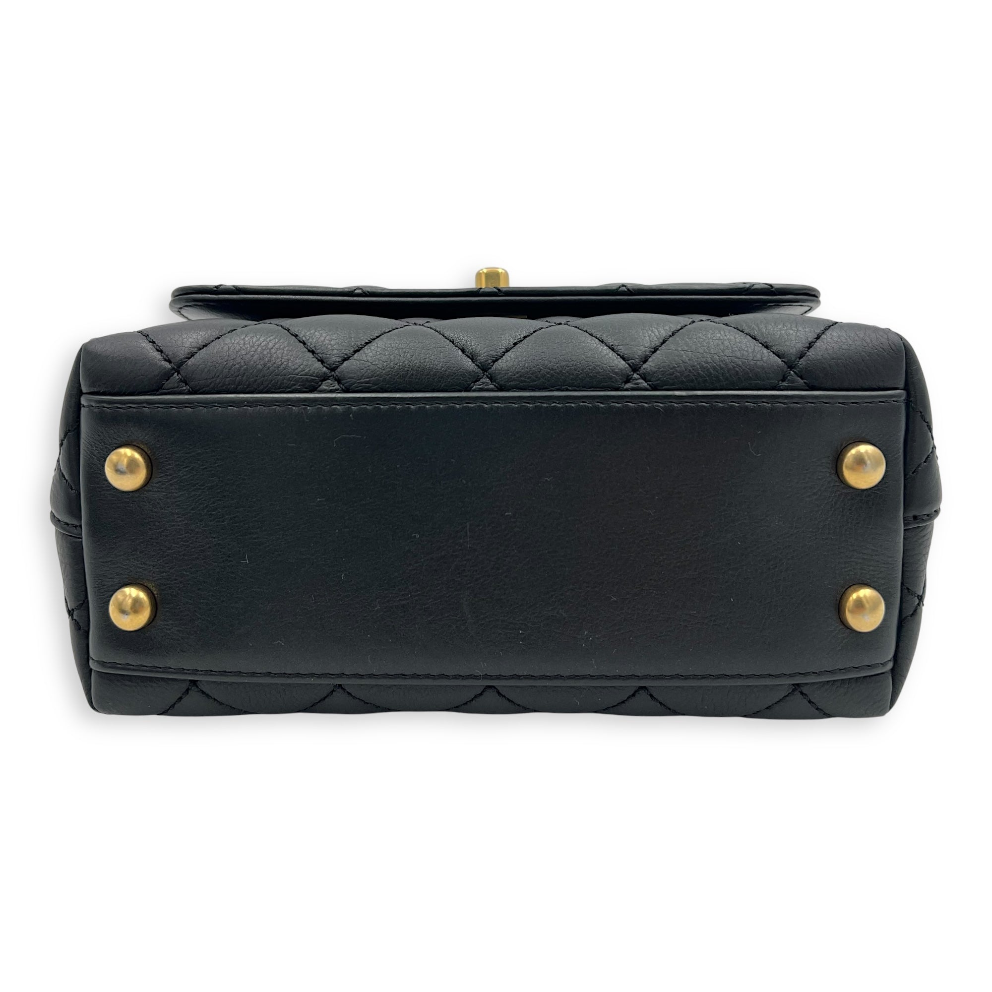 Chanel Coco Top Handle Bag Mini Black in Calfskin, Gold hardware_3