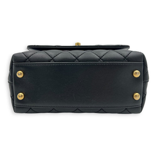 Chanel Coco Top Handle Bag Mini Black in Calfskin, Gold hardware_3