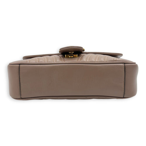 Gucci GG Marmont Shoulder Bag Beige in Calfskin, Gold hardware_3