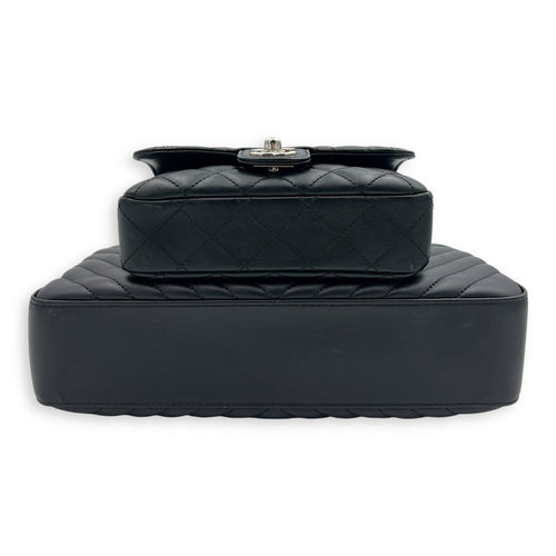 Chanel Paris Hamburg Double Camera Bag With Flap Navy & Black Shoulder Bag in Calfskin, Silver hardware_4