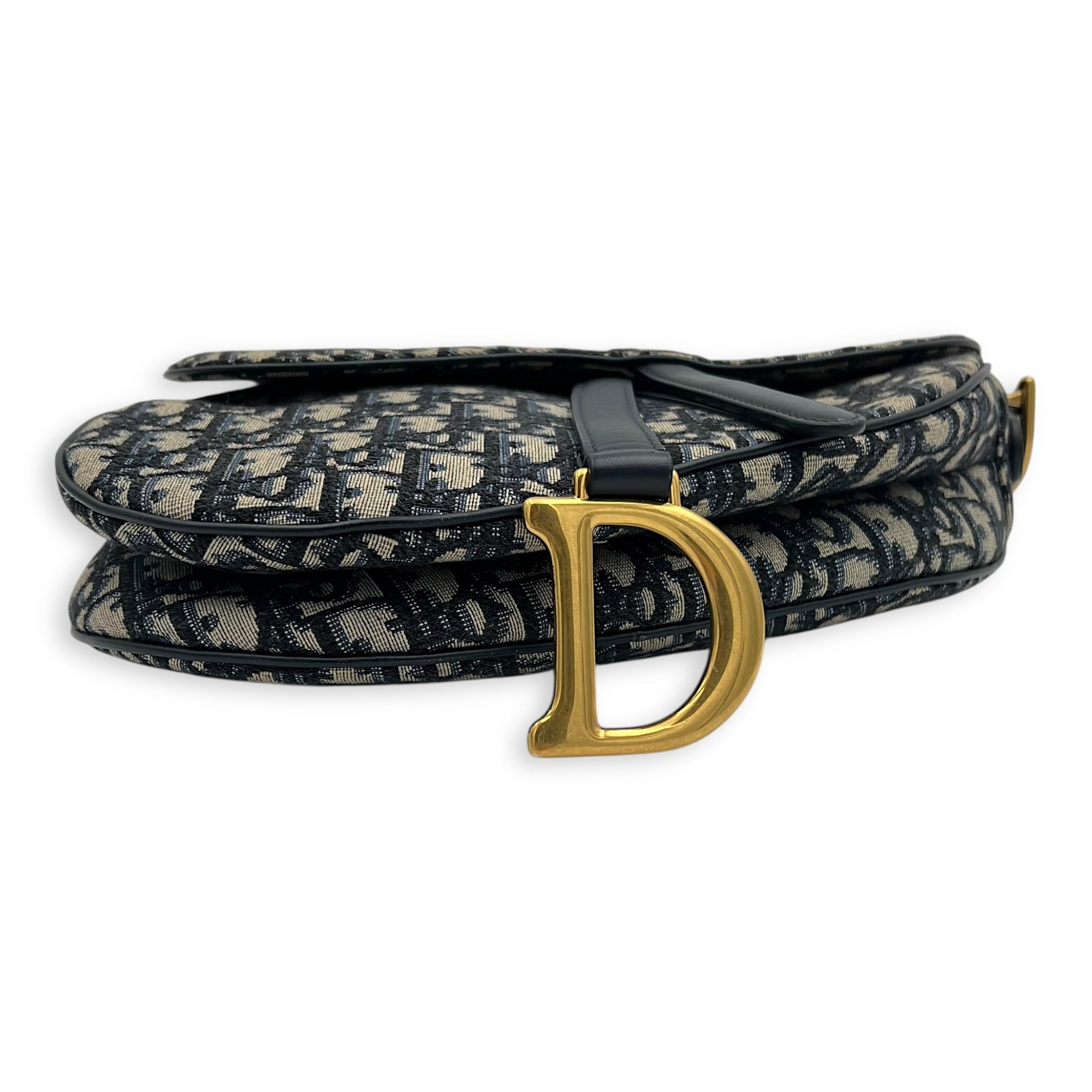 Dior Saddle Shoulder Bag Blue in Jacquard, Gold hardware_9