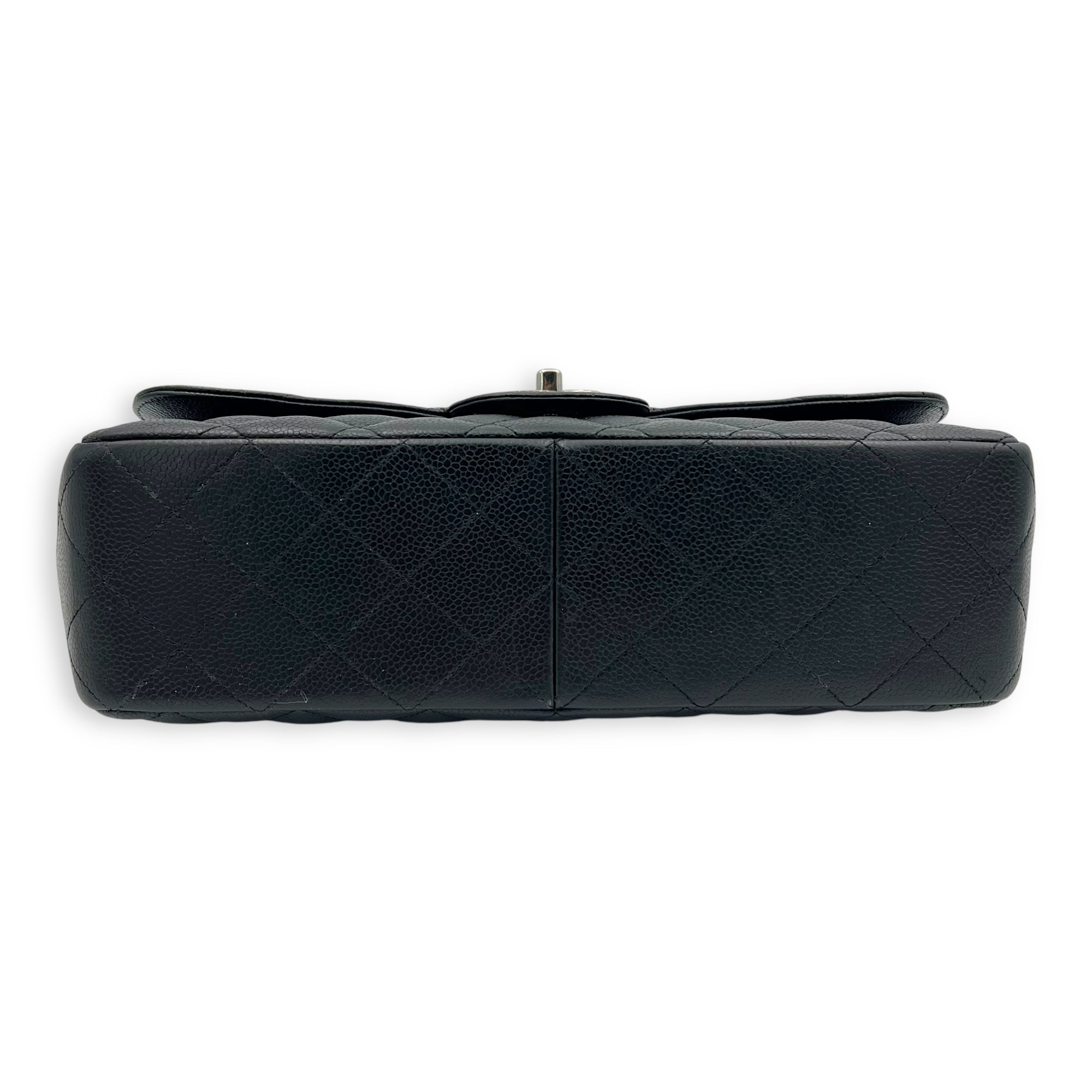 Chanel Classic Shoulder Bag Jumbo Black in Caviar Leather, Silver hardware_7