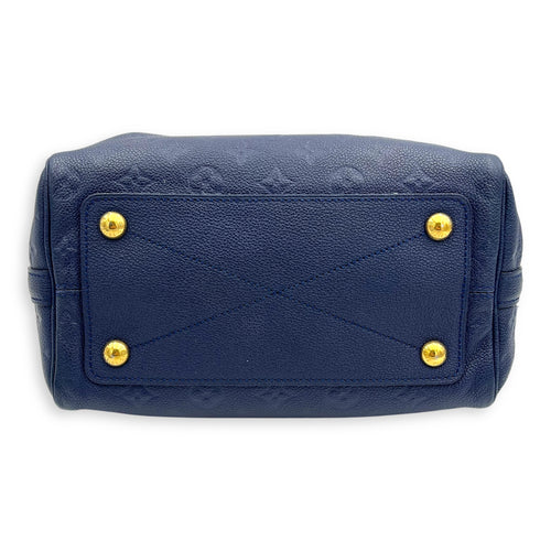 Louis Vuitton Speedy Bandouliere Top Handle Bag Blue in Empreinte Leather, Gold hardware_6