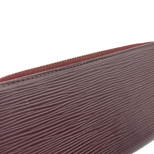 Zippy Purple Wallet in Epi Leather, Sliver hardware