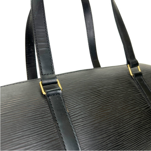 Soufflot Black Top Handle Bag in Epi Leather, Gold hardware