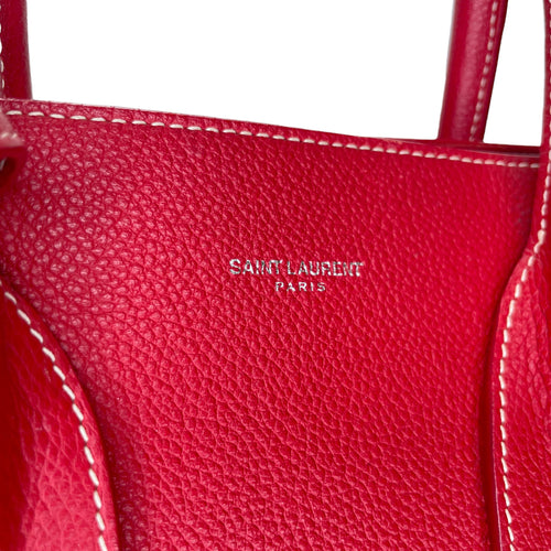 Sac 2 Jours Small Red Top Handle Bag in Calfskin, Silver hardware