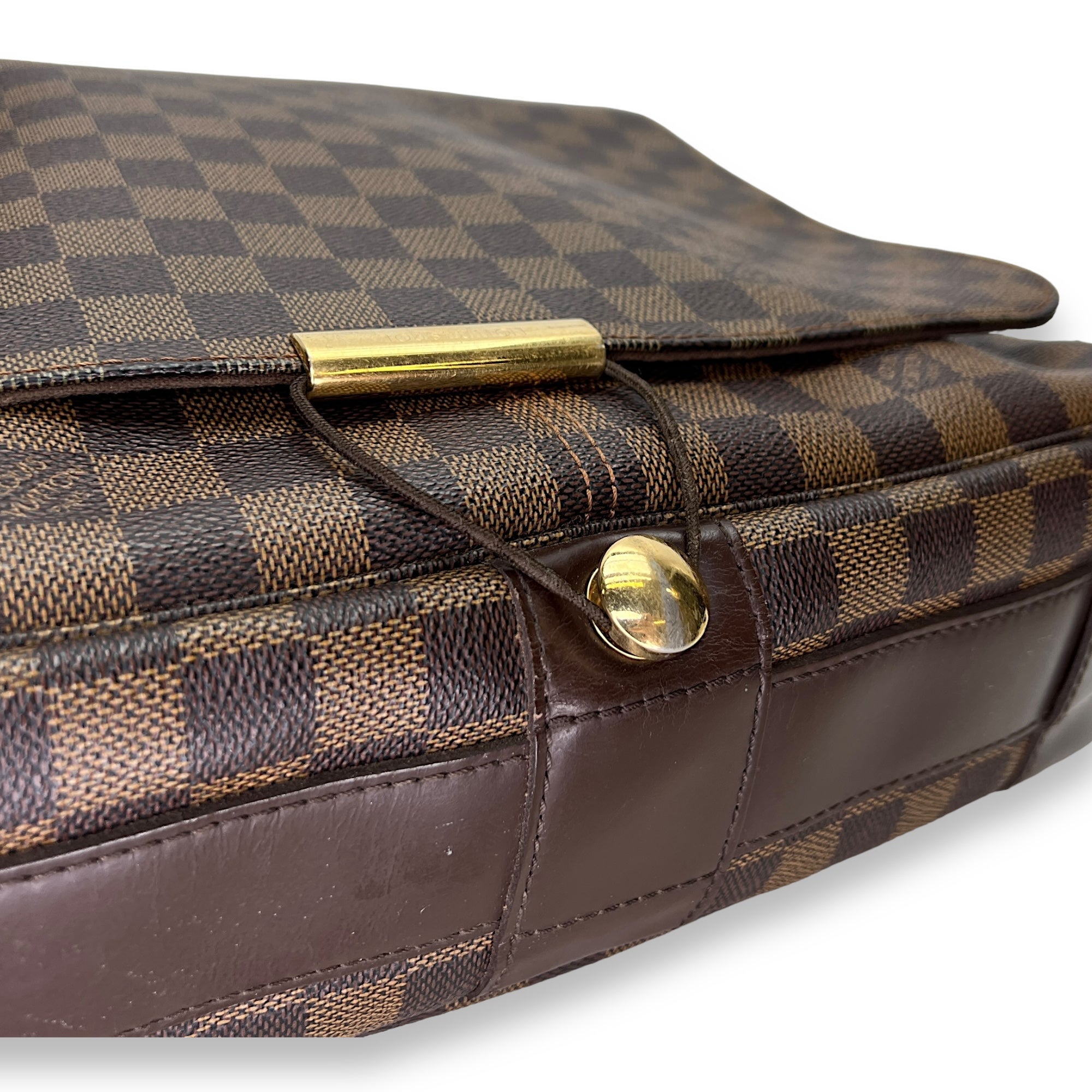 Abbesses Damier Ebene Messenger Bag in Coated Canvas, Gold hardware