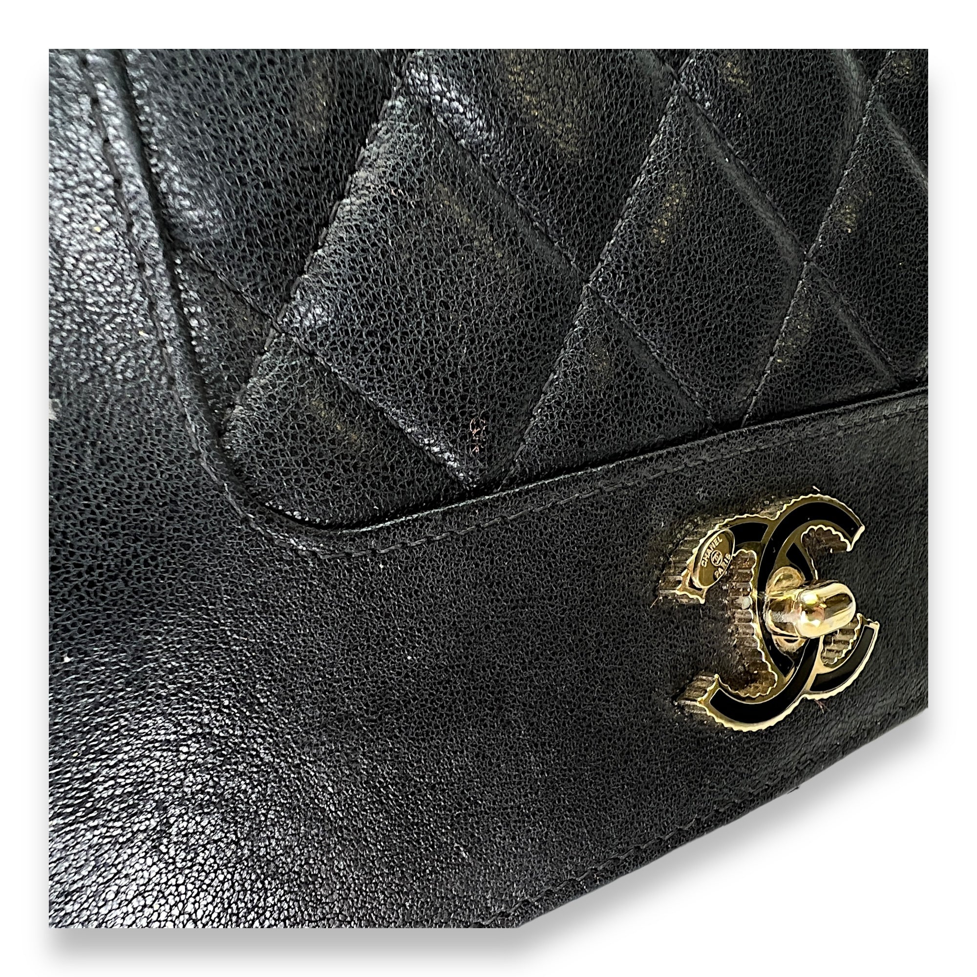 Mademoiselle Black Wallet on Chain in Calfskin, Gold hardware