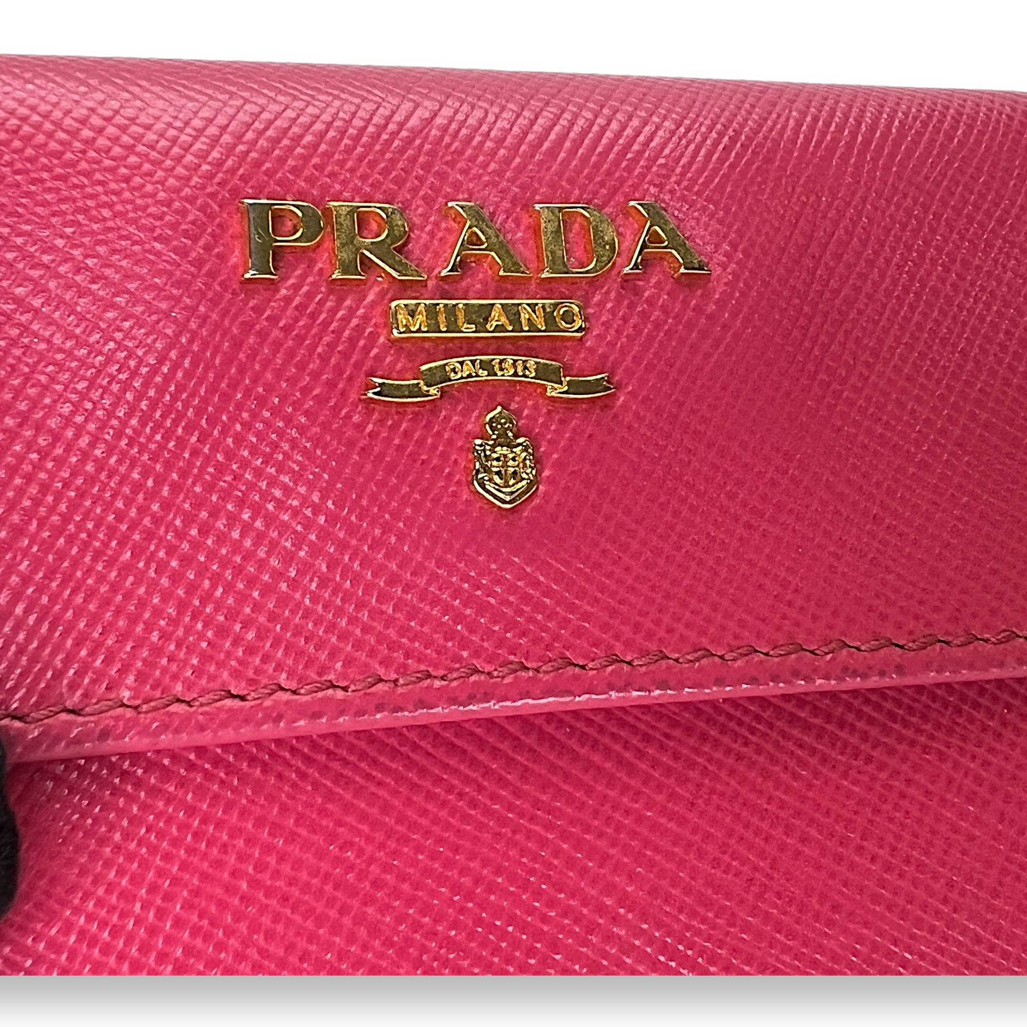 Flap Pink Wallet in Saffiano Leather, Gold hardware