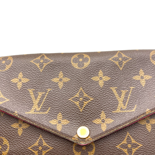 Felicie Brown Crossbody Bag in Monogram Coated Canvas, Gold hardware