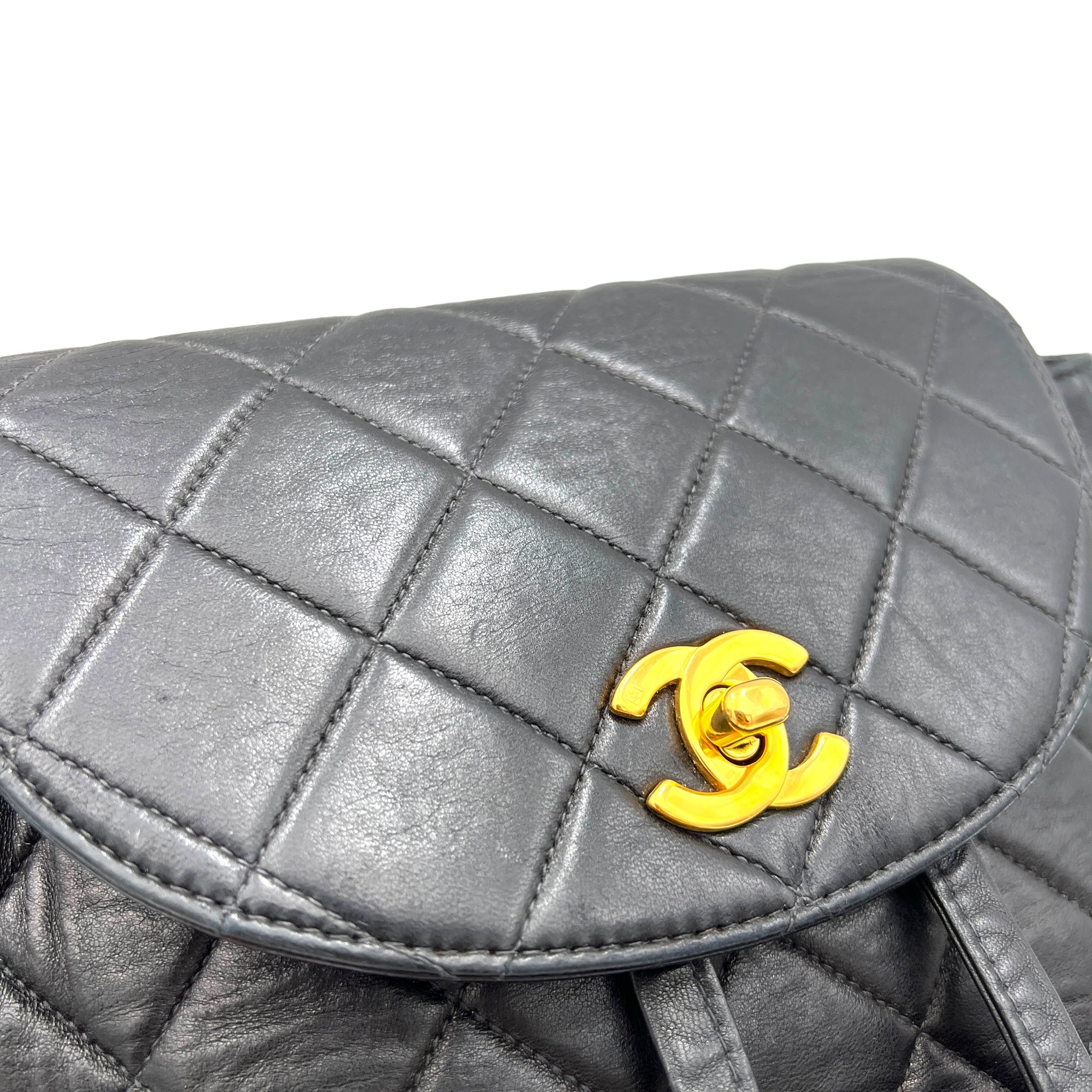 Vintage Black Backpack in Lambskin, Gold hardware