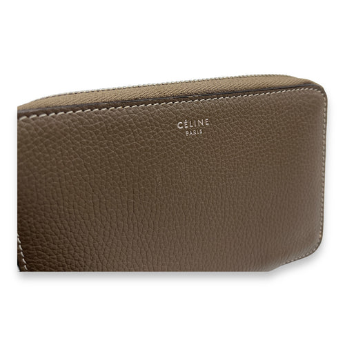 Logo Wallet  Grey in Calfskin , Silver Hardware