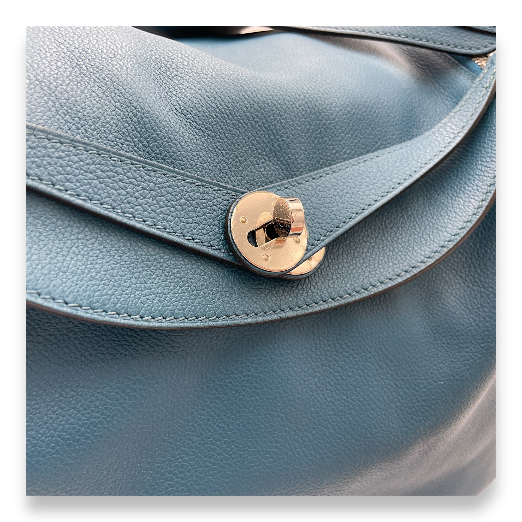 Hermès Lindy 34 Bleu Izmir in Evercolor, Palladium hardware Singapore