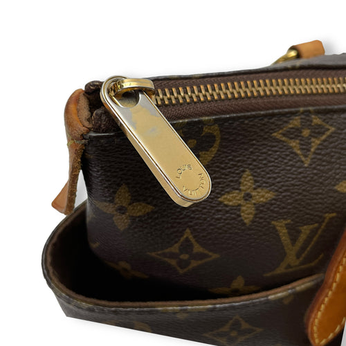 Totally PM Brown Shoulder Bag in Monogram Coated Canvas, Gold hardware