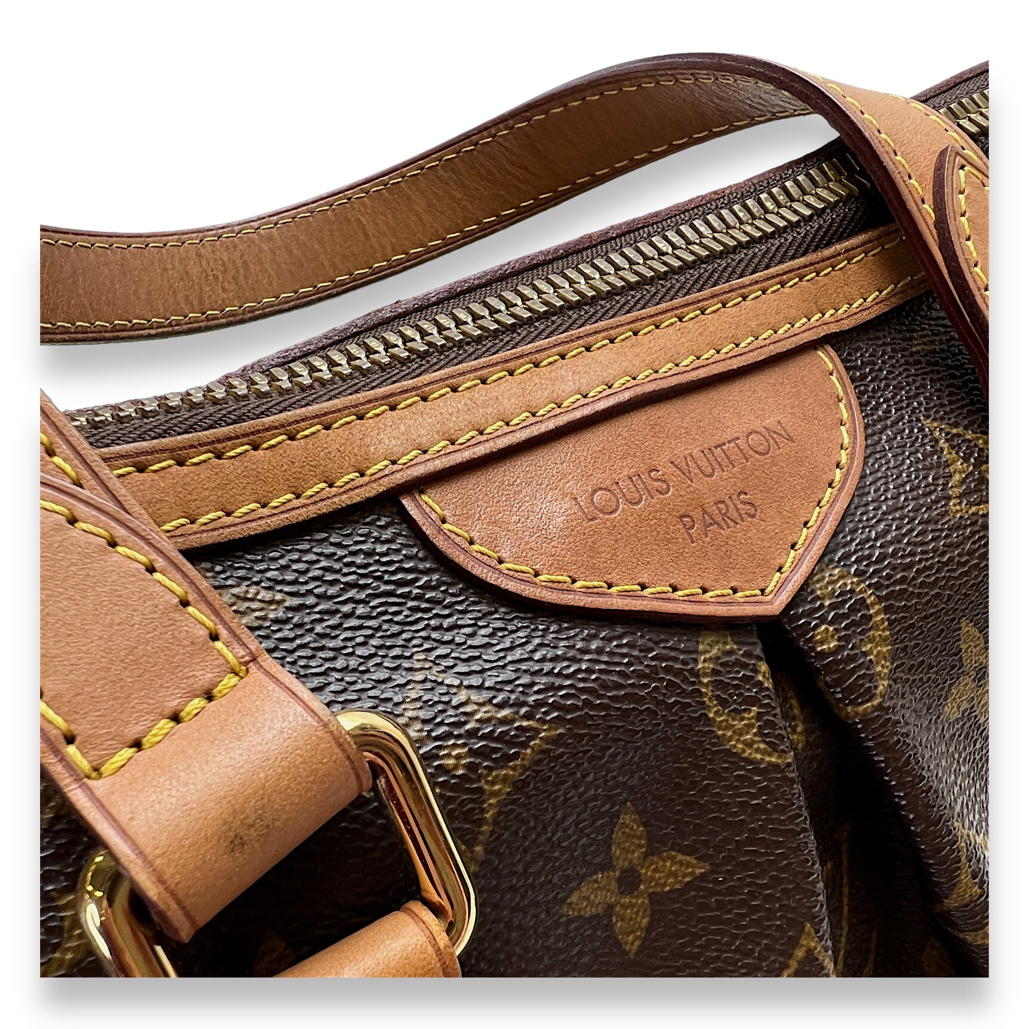 Palermo Top Handle Bag  Brown in Monogram Coated Canvas , Gold Hardware