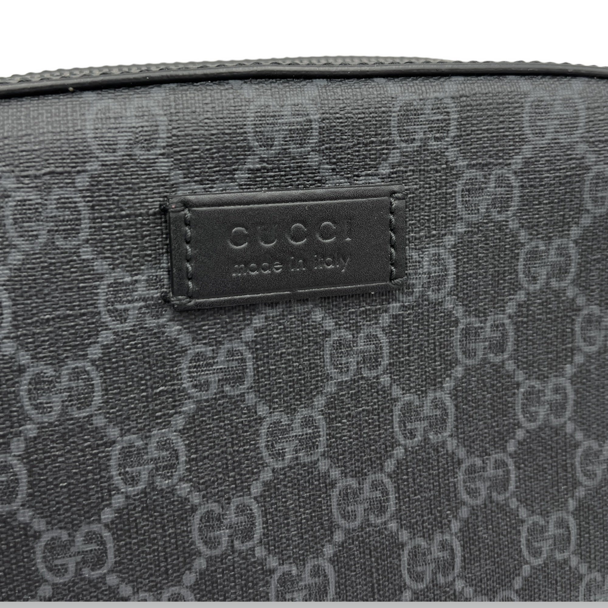 GG Supreme Black Crossbody Bag in Monogram Coated Canvas, Silver hardware