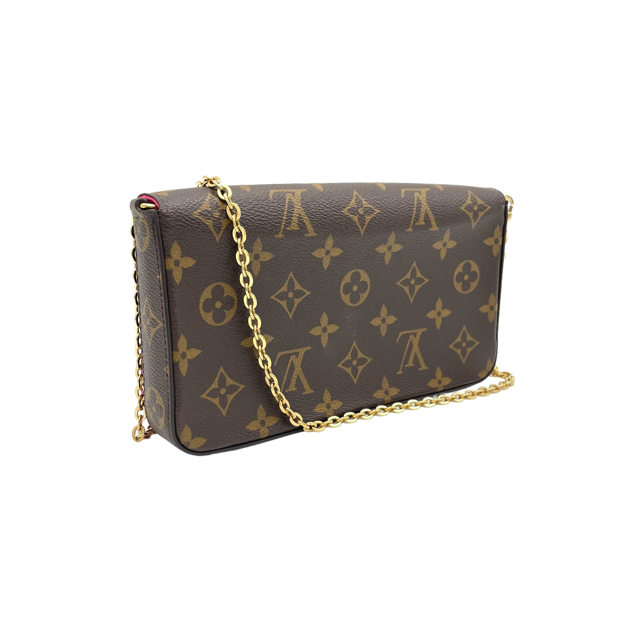 Felicie Pochette Brown Wallet On Chain in Monogram Coated Canvas, Gold hardware