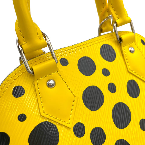 Alma X Yayoi Kusama BB Yellow Top Handle Bag in Epi Leather, Silver hardware