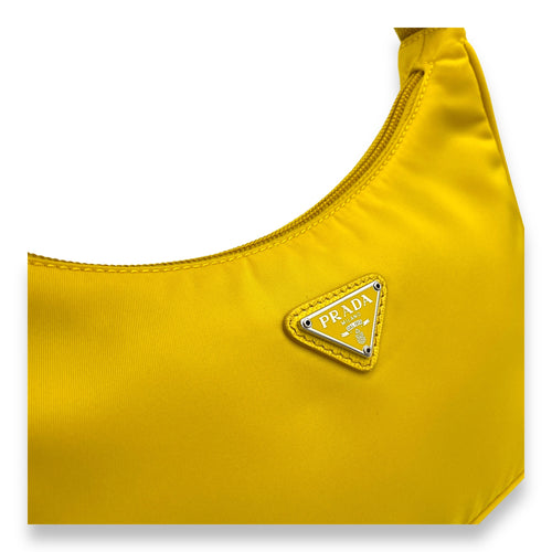 Re-Edition 2000 Yellow Shoulder Bag in Re-Nylon, Silver hardware