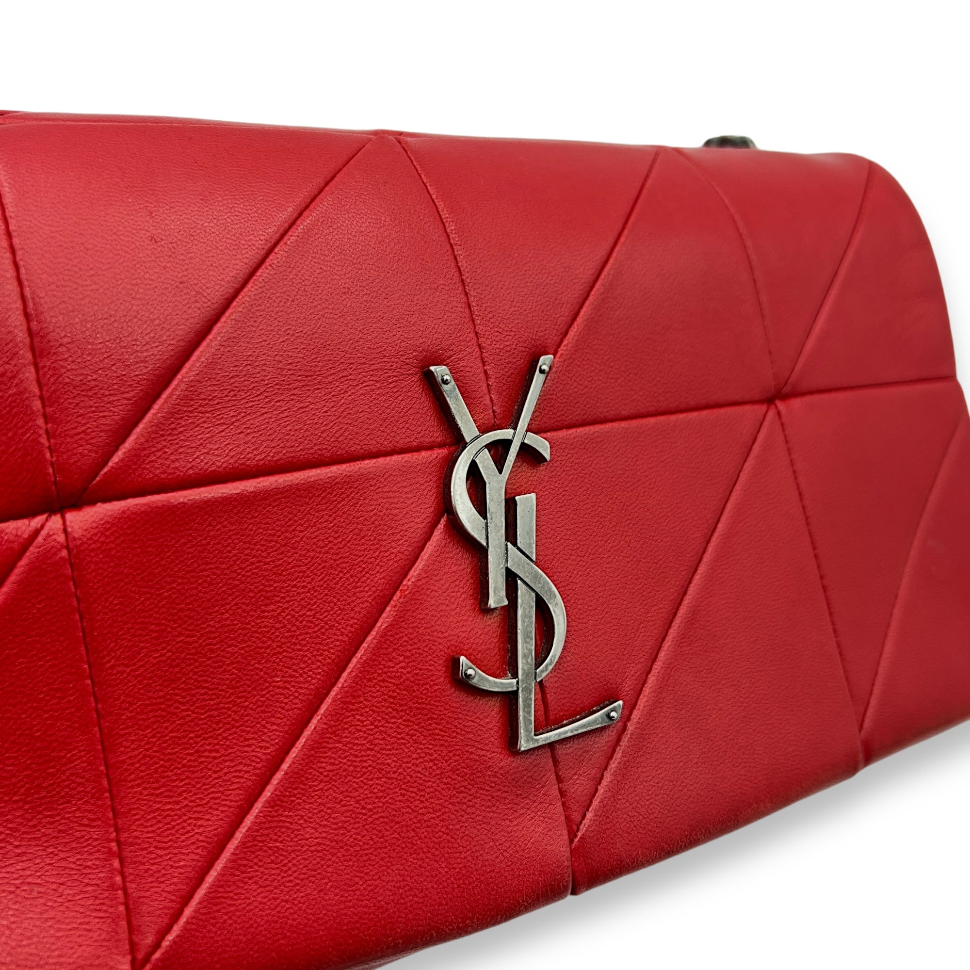 Jamie Medium Red Shoulder Bag in Lambskin, Silver hardware