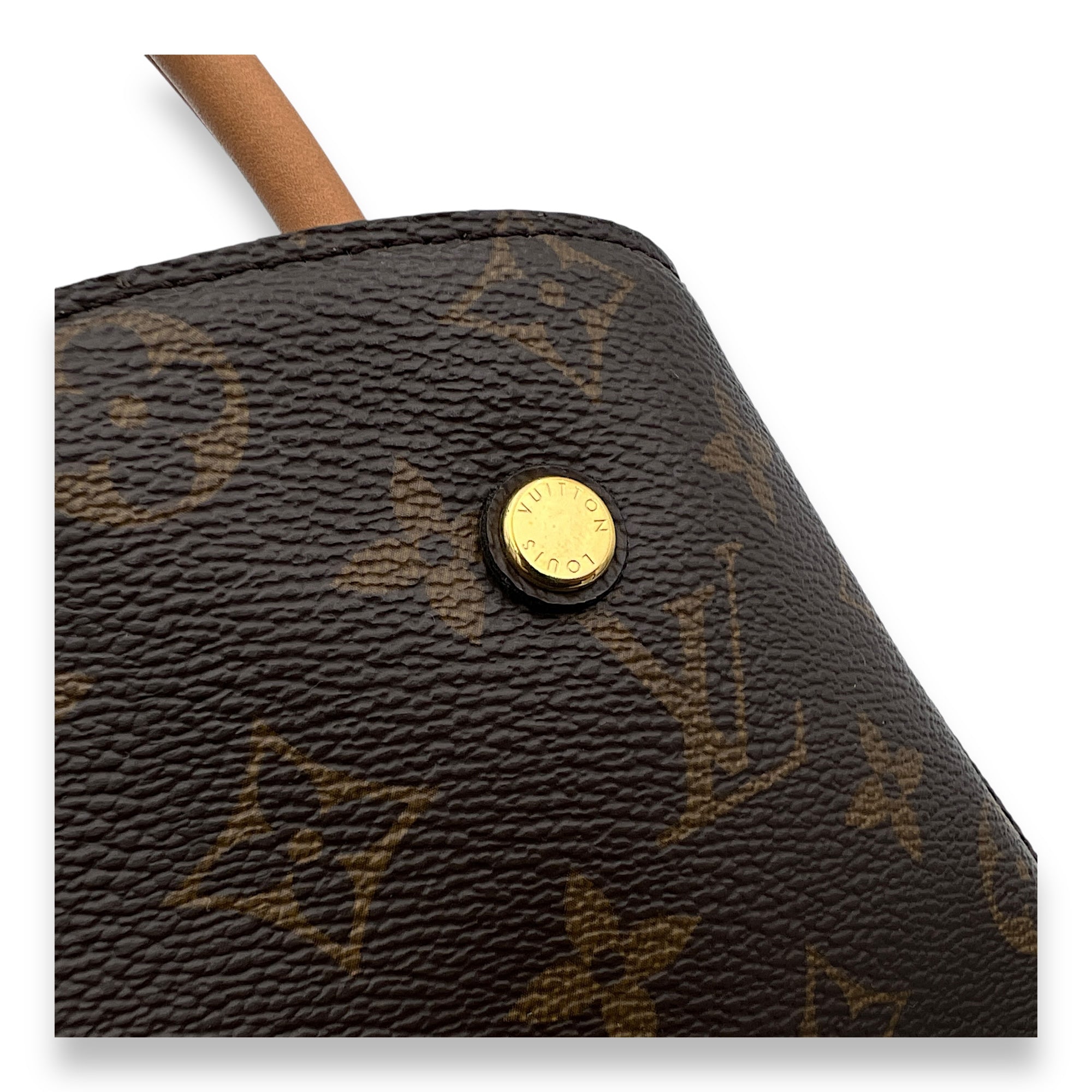 Montaigne Brown Top Handle Bag in Monogram Coated Canvas, Gold hardware