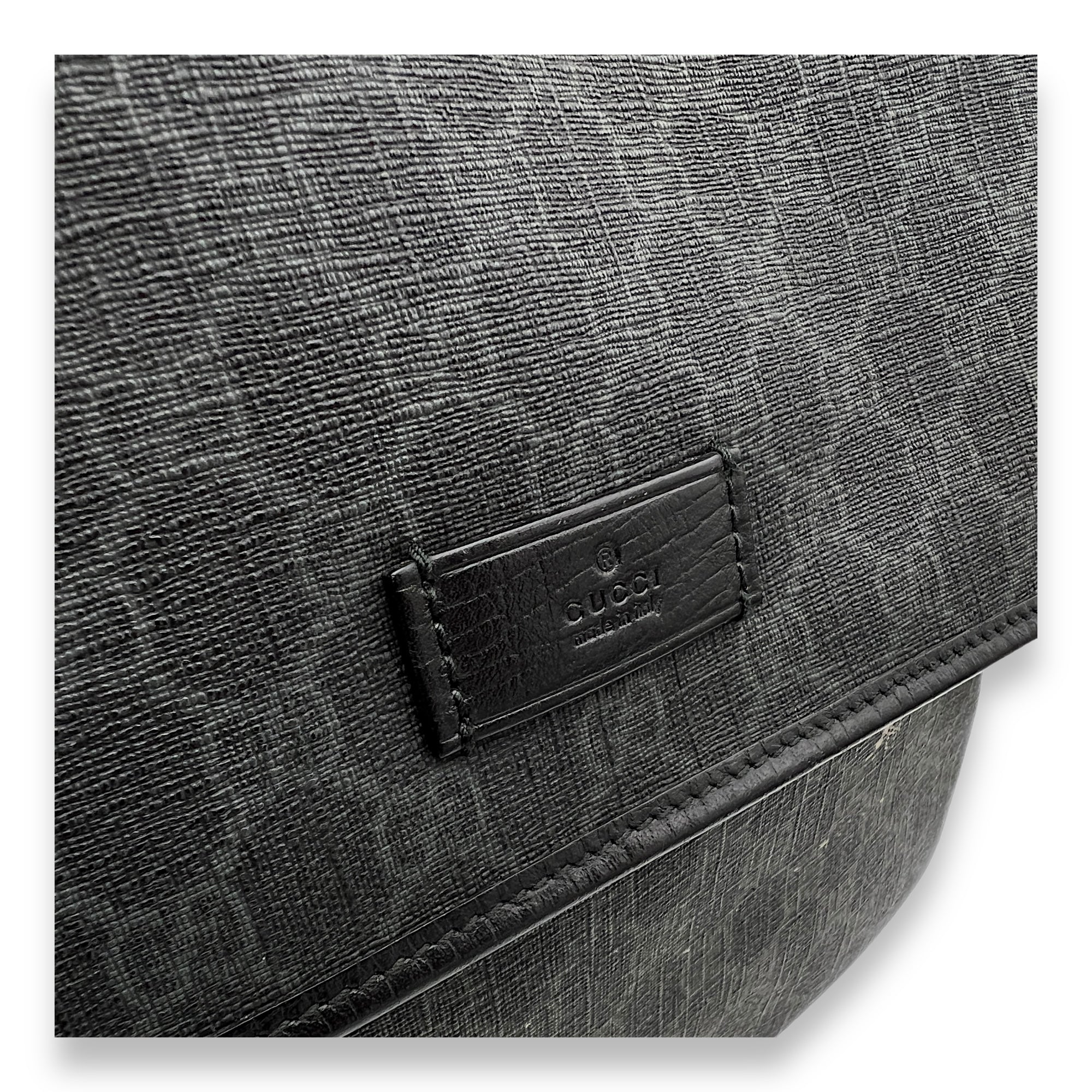 GG Supreme Black Messenger in Monogram Coated Canvas, Silver hardware