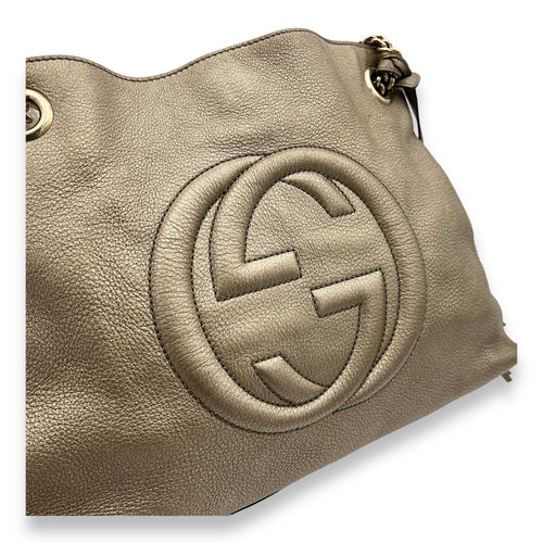 Soho Tote Bag Gold in Calfskin, Gold hardware