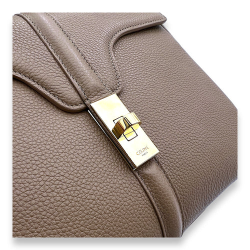 16 Small Beige Top Handle Bag in Calfskin, Gold hardware