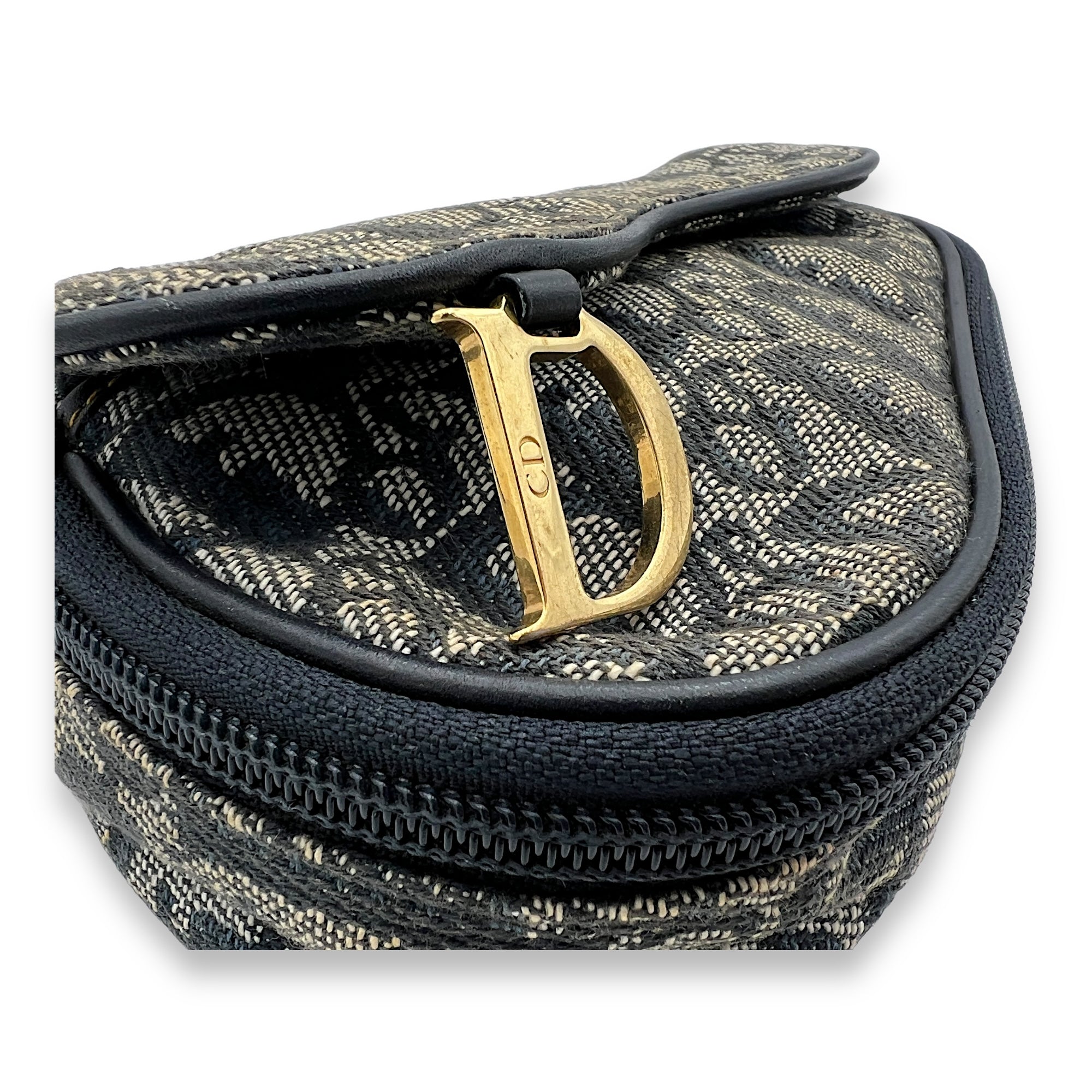 Christian Dior Saddle Pouch Blue in Jacquard, Gold hardware Singapore
