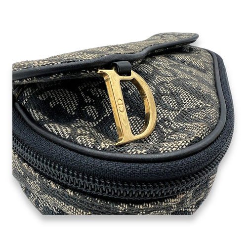 Saddle Pouch Blue in Jacquard, Gold hardware