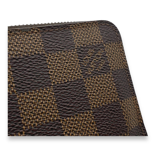 Zippy Compact Damier Ebene Wallet in Coated Canvas, Gold hardware