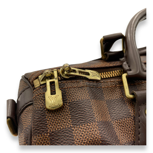 Speedy Bandouliere 30 Damier Ebene Top Handle Bag in Coated Canvas, Gold hardware