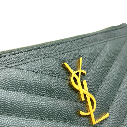 Cassandre Pouch Green in Calfskin, Gold hardware