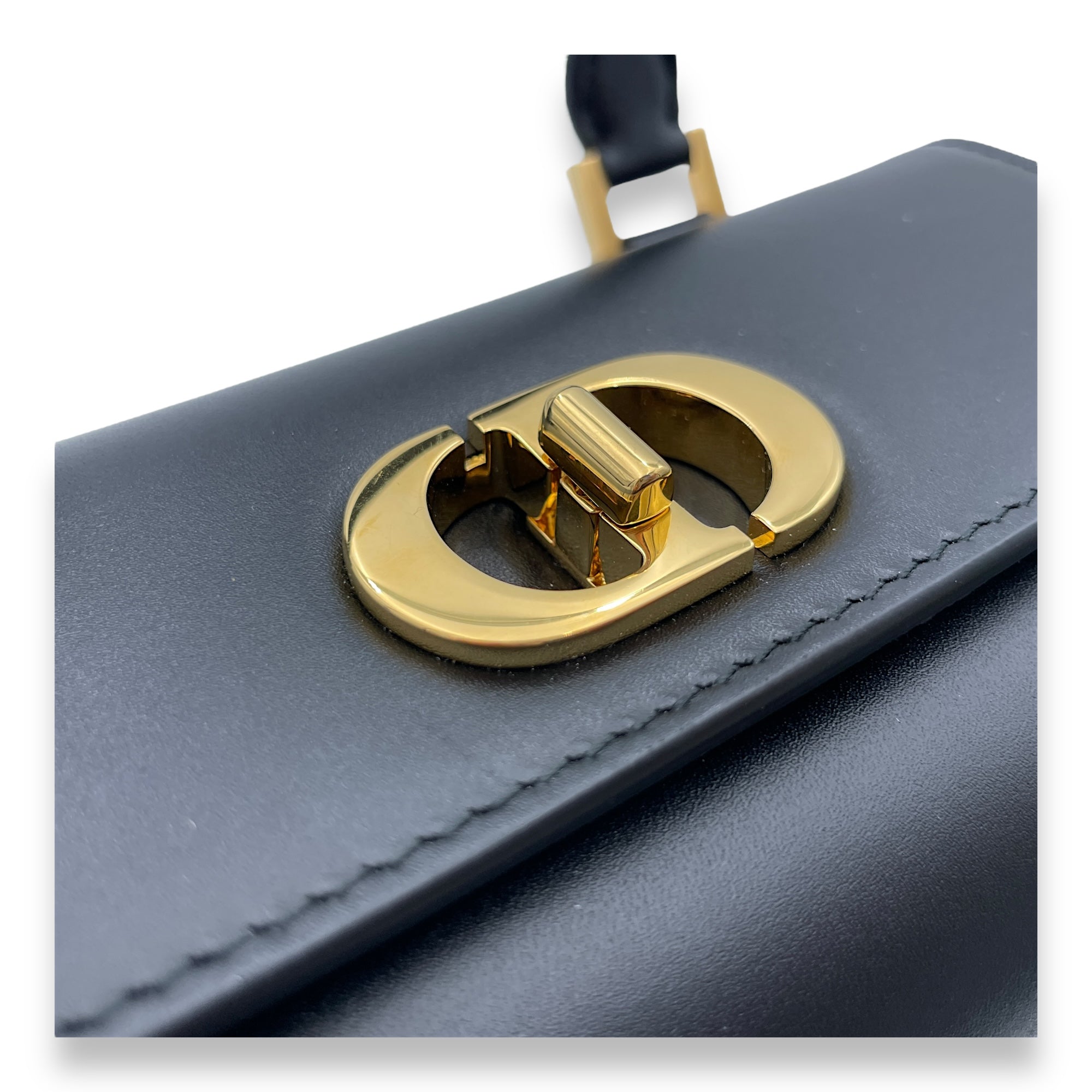 Boston Top Handle Bag  Black in Box Calfskin , Gold Hardware