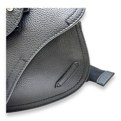 Saddle Crossbody Bag Black in Calfskin, Silver hardware