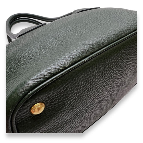 Logo Top Handle Bag Green in Calfskin, Gold hardware