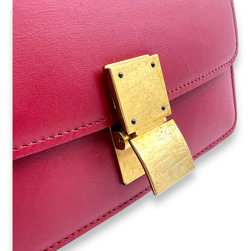 Box Small Red Shoulder Bag in Calfskin, Gold hardware