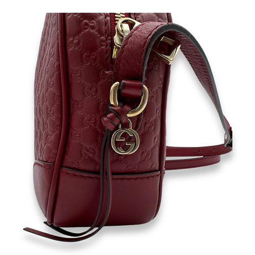 Bree Red Crossbody Bag in Guccissima Leather, Gold hardware