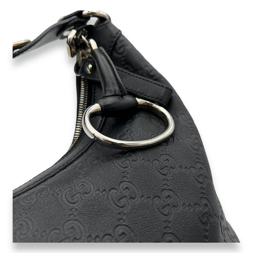 Guccissima Shoulder Bag Black in Calfskin, Silver hardware