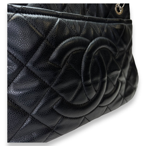 Matelasse Chain Black Tote Bag in Caviar Leather, Silver hardware