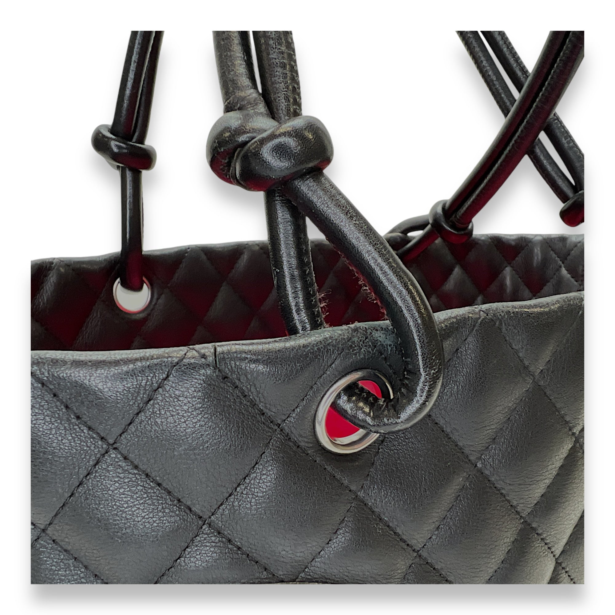 Cambon Tote Bag  Black in Lambskin , Silver Hardware