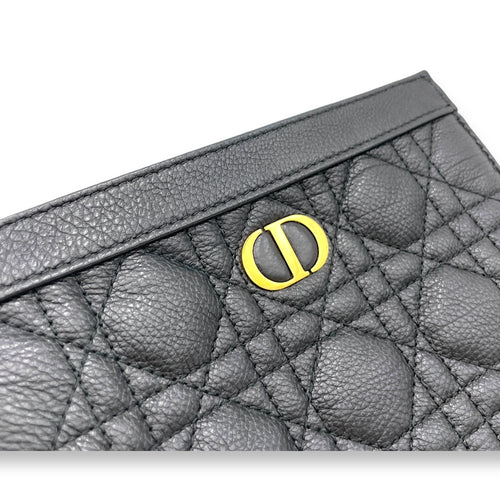 Caro Wallet On Chain Black in Calfskin, Gold hardware