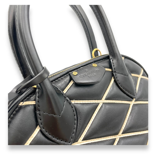 Alma BB Black Top Handle Bag in Calfskin, Gold hardware