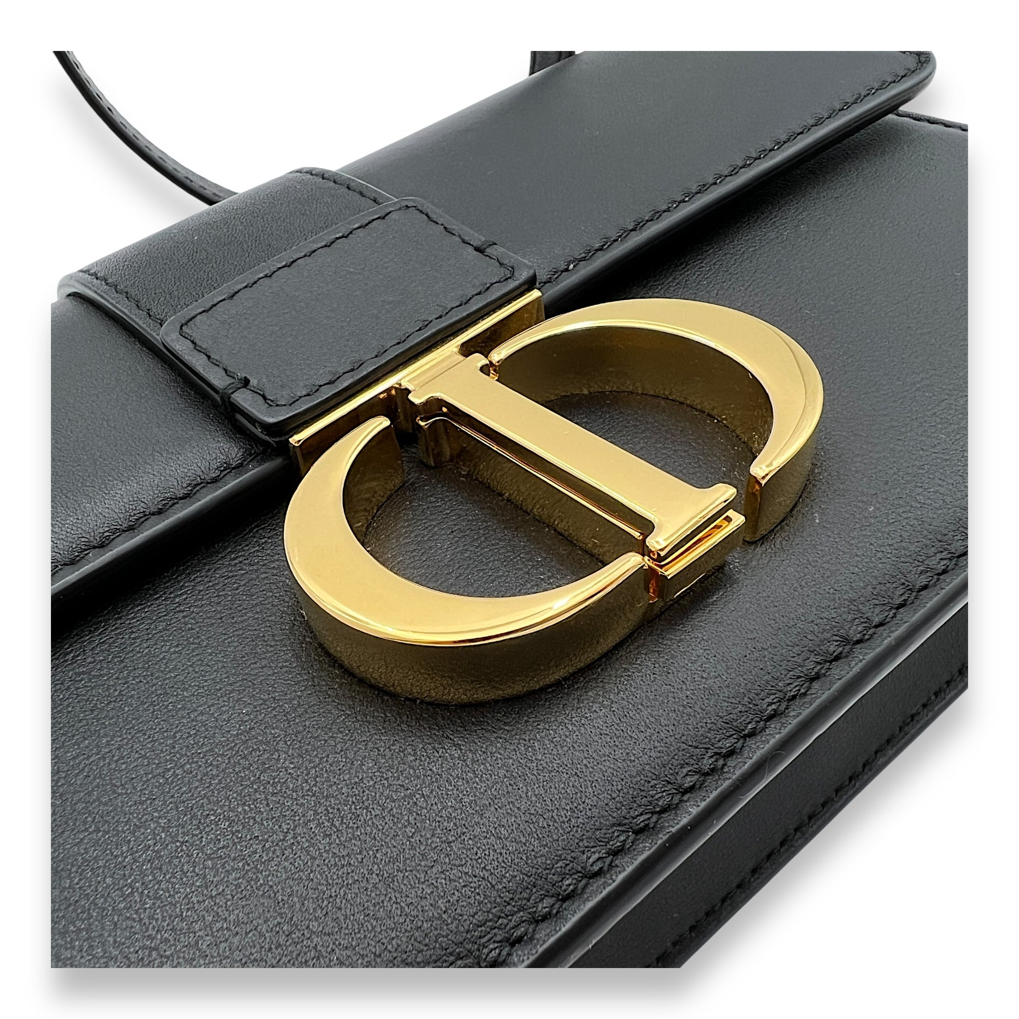 30 Montaigne East West Black Crossbody Bag in Calfskin, Gold hardware