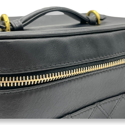 Quilted Vintage Black Vanity Bag in Lambskin, Gold hardware