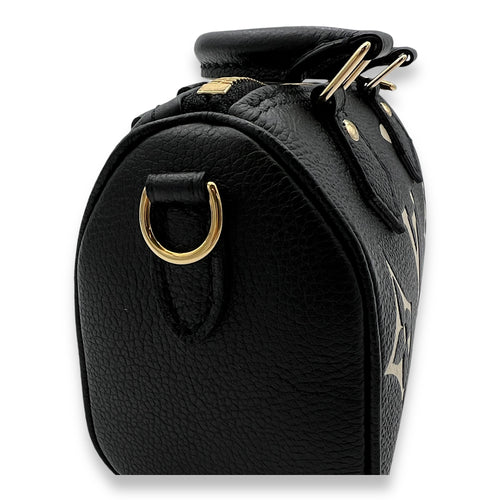 Speedy Bandouliere Nano Black Top Handle Bag in Monogram Empreinte Leather, Gold hardware