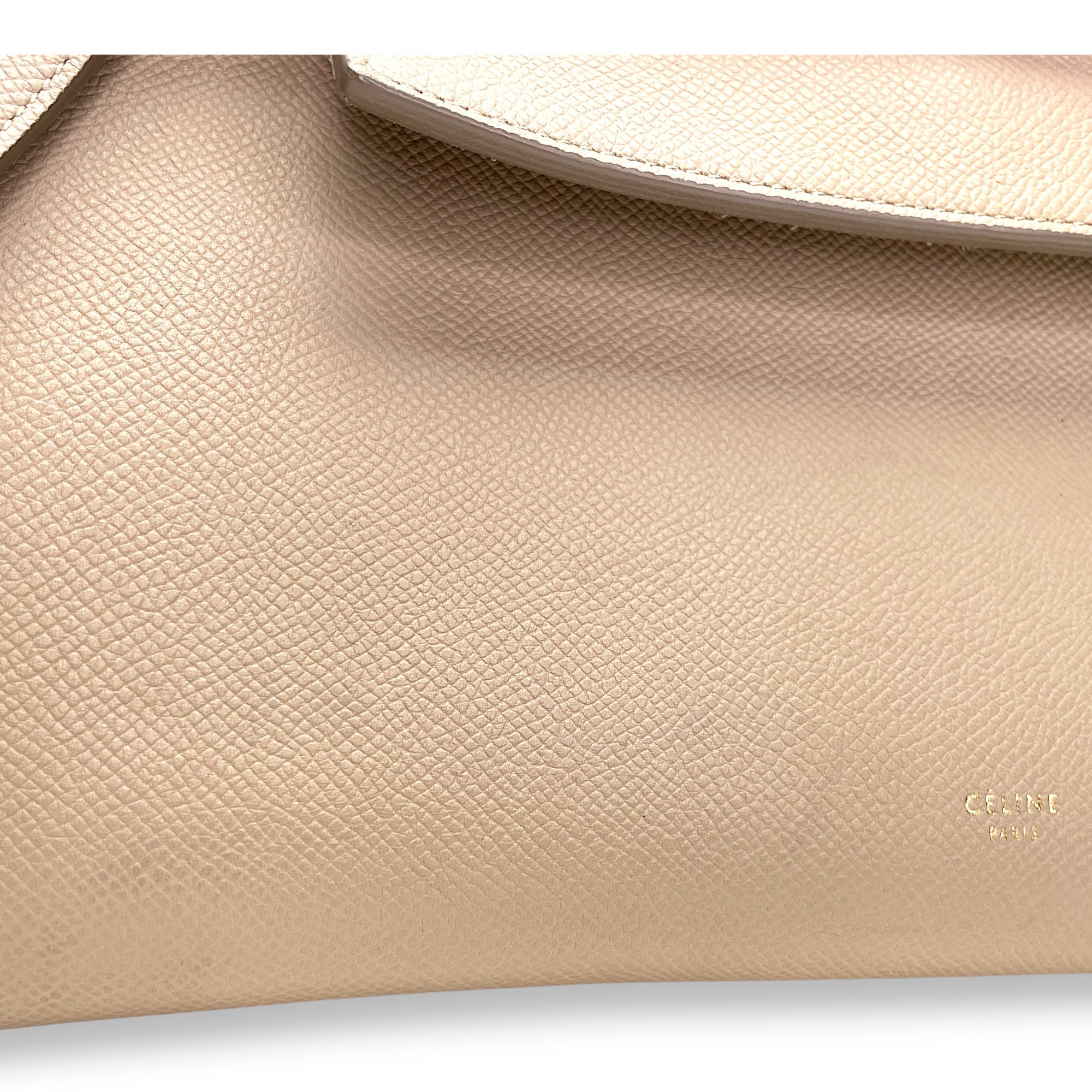 Belt Mini Beige Top Handle Bag in Calfskin, Gold hardware