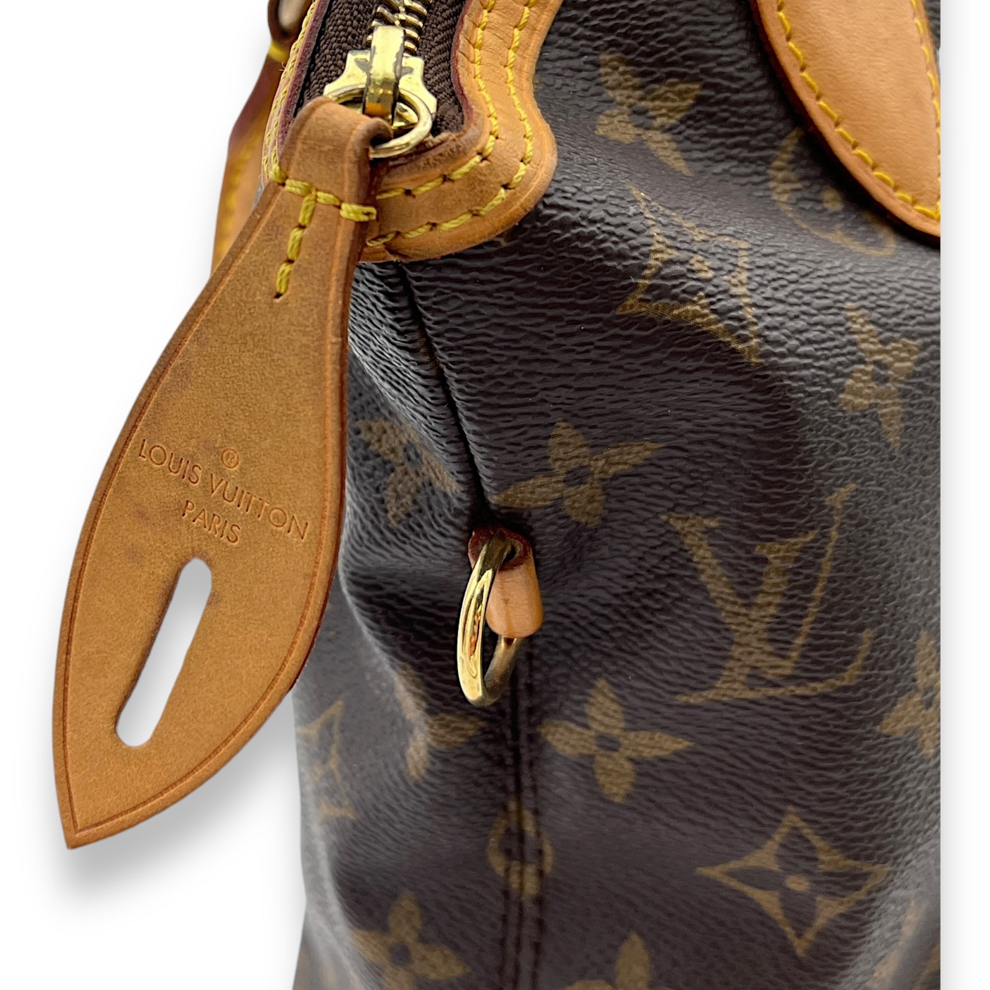 Lockit PM Brown Top Handle Bag in Monogram Coated Canvas, Gold hardware