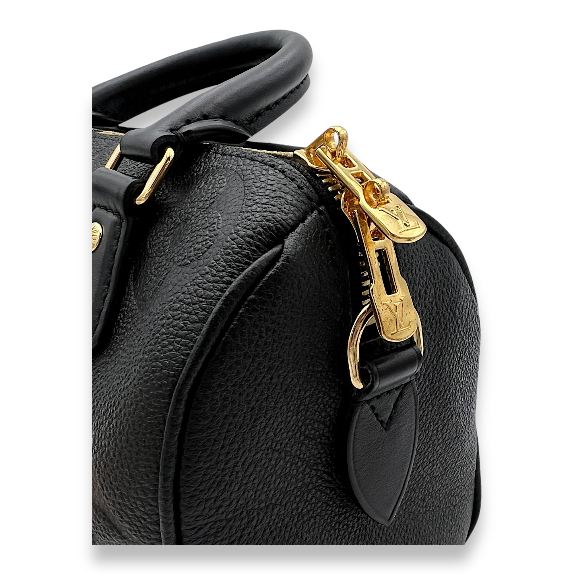 Speedy Bandouliere Top Handle Bag Black in Monogram Empreinte Leather, Gold hardware